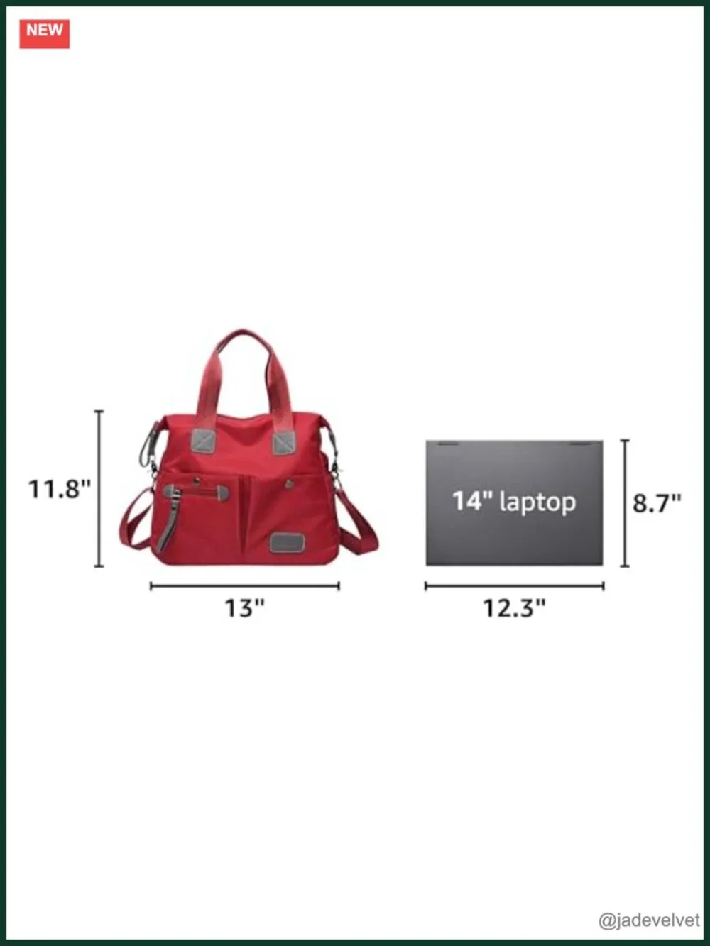 Large Multi Pocket Nylon Tote Bag Crossbody Satchel Work Bag